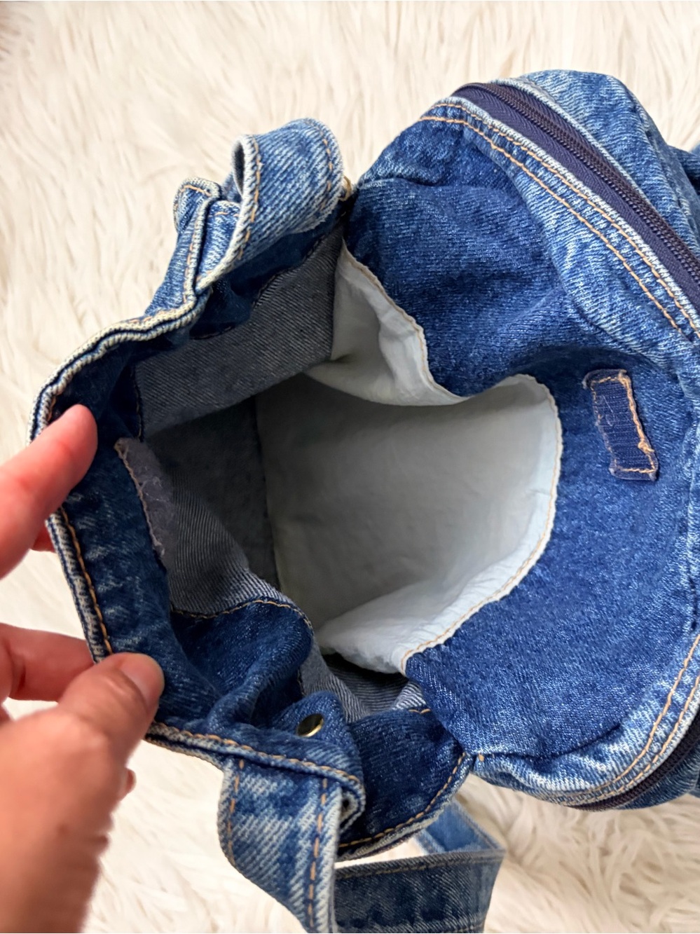 Denim Shoulder Bag - Blue Women's Tote - Picture 11 of 17